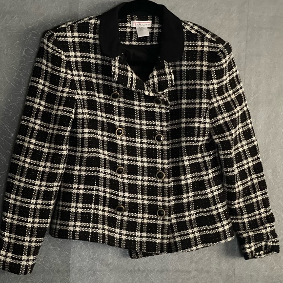 VTG Talbots Womens Plaid Checkered Button Up Wool Blend Blazer/Jacket Coat Sz 6 - Picture 4 of 10